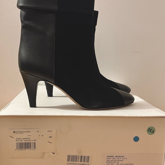 ISABEL MARANT Black Leather and Suede Ankle Boots Size 37/6.5 - Picture 5 of 11